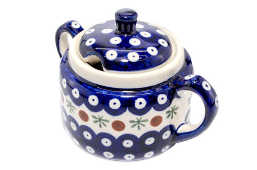 Recipient pentru zahar Blue Eyes Festive, ceramica smaltuita, pictat manual, 350 ml [3]