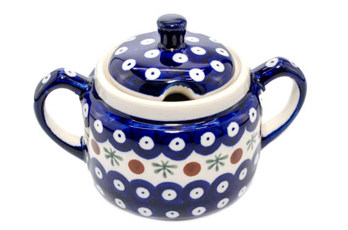 Recipient pentru zahar Blue Eyes Festive, ceramica smaltuita, pictat manual, 350 ml [4]
