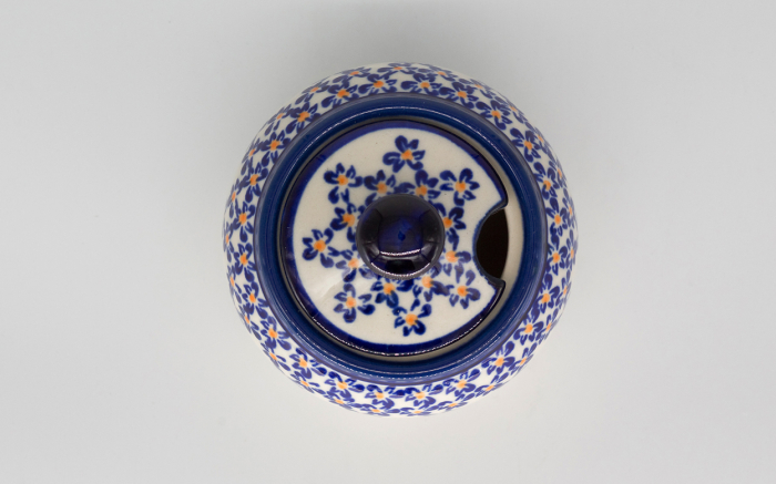 Recipient pentru zahar Blue Field, ceramica smaltuita, pictat manual, 150 ml [4]