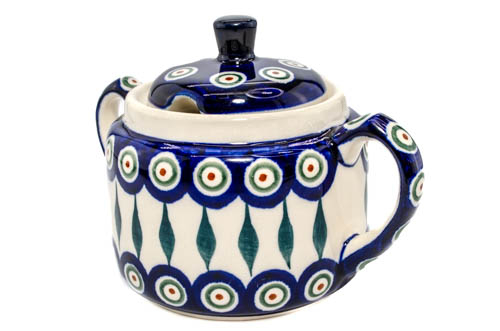 Recipient pentru zahar Peacock Tear Drops, ceramica smaltuita, pictat manual, 350 ml [2]