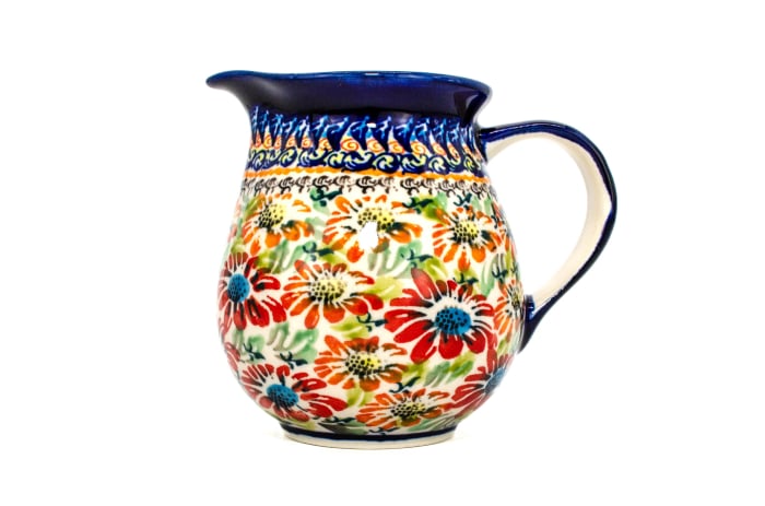 Recipient servire lapte Flower Jungle, ceramica smaltuita, pictat manual, 420 ml [3]