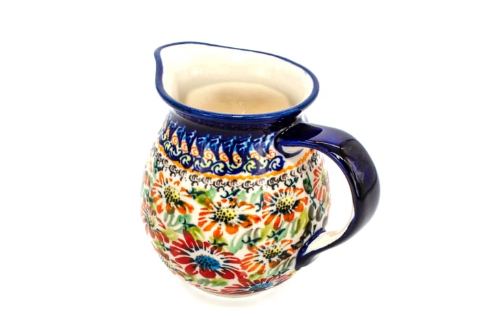 Recipient servire lapte Flower Jungle, ceramica smaltuita, pictat manual, 420 ml [2]