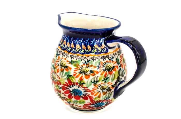 Recipient servire lapte Flower Jungle, ceramica smaltuita, pictat manual, 420 ml [4]