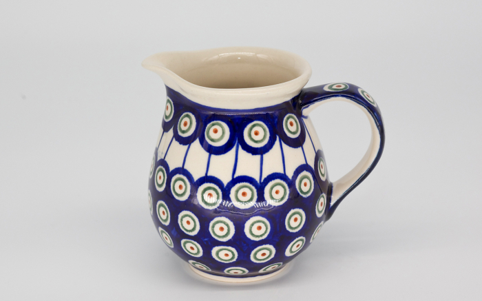 Recipient servire lapte Peacock Eyes, ceramica smaltuita, pictat manual, 420 ml [2]