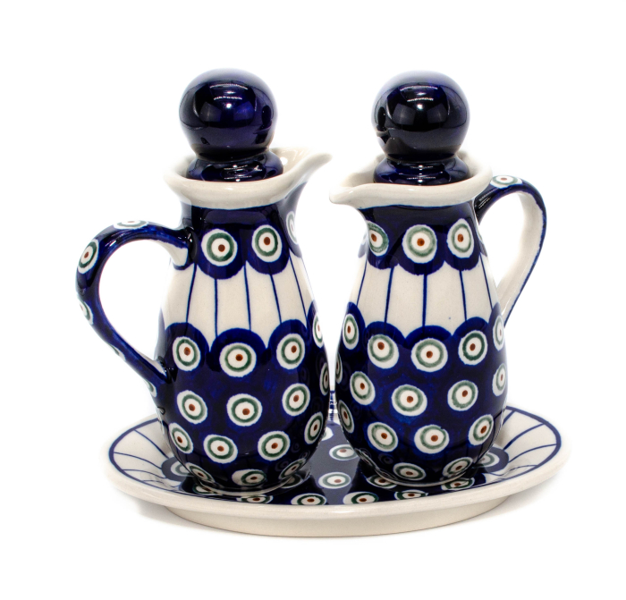 Set oliviera 2 recipiente cu tava, Peacock Eyes, ceramica smaltuita, pictata manual, 22,6/18,4 x 15,0 cm [3]
