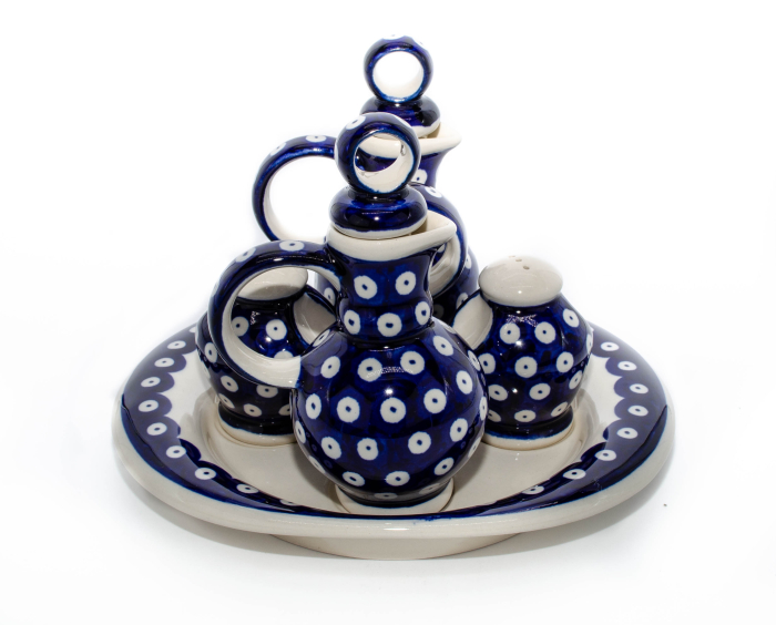 Set oliviera 4 recipiente cu tava, Blue Eyes, ceramica smaltuita, pictata manual, 22,6/18,4 x 15,0 cm [3]