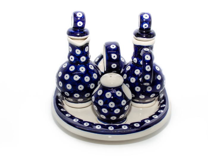 Set oliviera 4 recipiente cu tava, Blue Eyes, ceramica smaltuita, pictata manual, 22,6/18,4 x 15,0 cm [4]