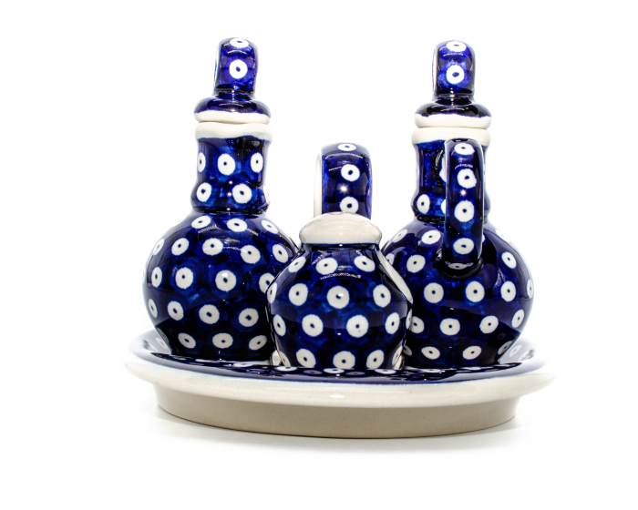 Set oliviera 4 recipiente cu tava, Blue Eyes, ceramica smaltuita, pictata manual, 22,6/18,4 x 15,0 cm [7]