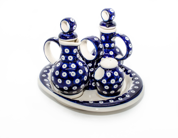 Set oliviera 4 recipiente cu tava, Blue Eyes, ceramica smaltuita, pictata manual, 22,6/18,4 x 15,0 cm [5]