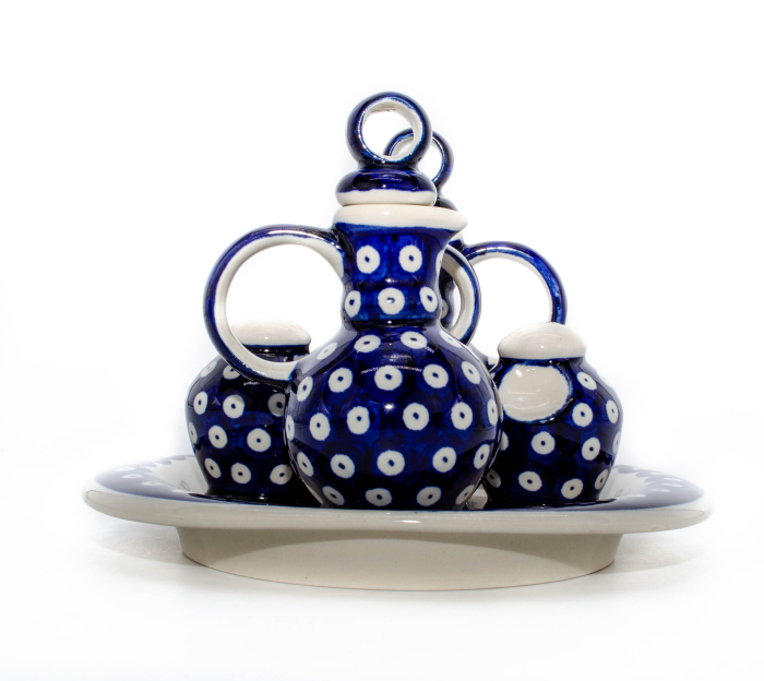 Set oliviera 4 recipiente cu tava, Blue Eyes, ceramica smaltuita, pictata manual, 22,6/18,4 x 15,0 cm [2]