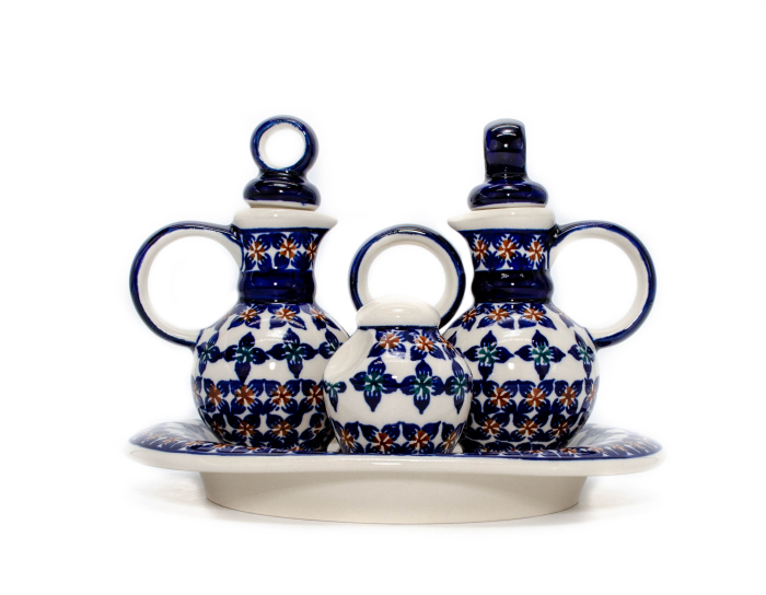 Set oliviera 4 recipiente cu tava, Flower Laces, ceramica smaltuita, pictata manual, 22,6/18,4 x 15,0 cm [5]