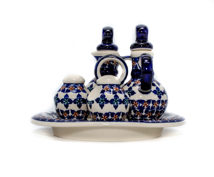 Set oliviera 4 recipiente cu tava, Flower Laces, ceramica smaltuita, pictata manual, 22,6/18,4 x 15,0 cm [7]