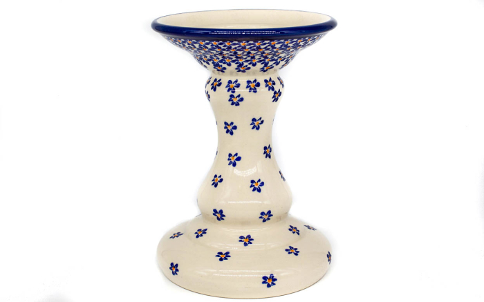 Set "romance" Blue Field, sfesnic/suport lumanare+2 cesti cafea/ceai cu farfurie, ceramica poloneza, pictata manual [3]