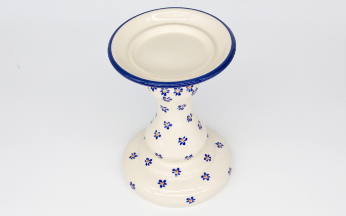Sfesnic / suport pentru lumanare Blue Field, ceramica smaltuita, pictat manual, 19,0 cm [3]