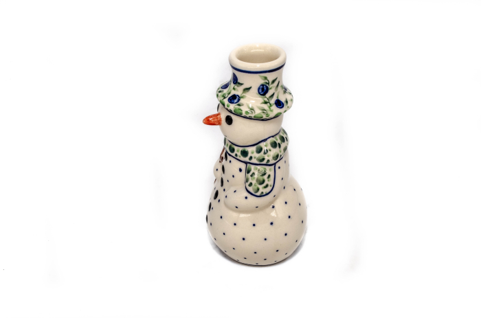 Sfesnic/suport pentru lumanare Om de Zapada din ceramica Berries, ceramica smaltuita, pictata manual,16,0 cm [3]