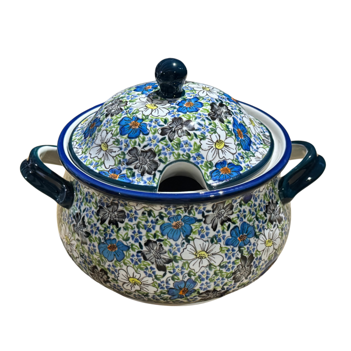 Supiera cu capac, Floral Beauty, ceramica smaltuita, pictata manual, volum 3 L [4]