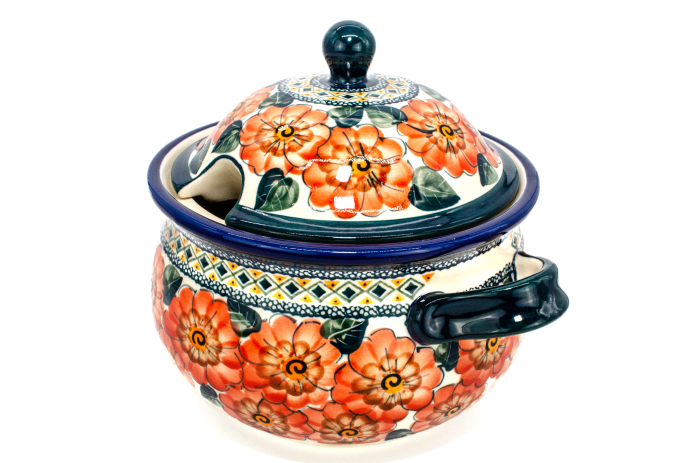 Supiera cu capac Flower Field, ceramica smaltuita, pictata manual, volum 3 L [2]