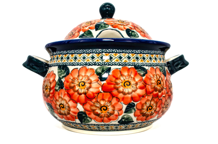 Supiera cu capac Flower Field, ceramica smaltuita, pictata manual, volum 3 L [4]