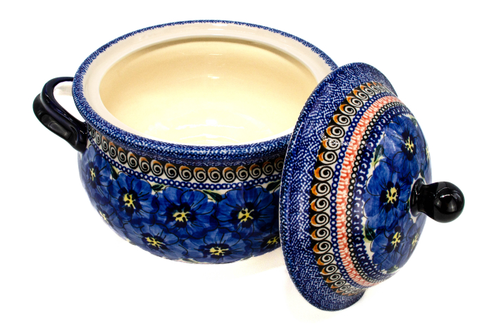 Supiera cu capac Hibiscus Drops, ceramica smaltuita, pictata manual, volum 3 L [2]