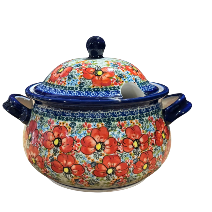 Supiera cu capac, Mother’s Garden, ceramica smaltuita, pictata manual, volum 3 L [6]