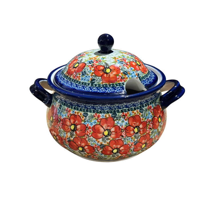 Supiera cu capac, Mother’s Garden, ceramica smaltuita, pictata manual, volum 3 L [5]