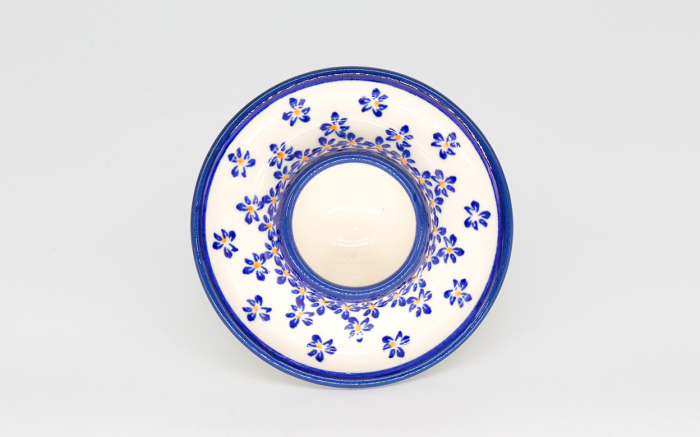 Suport pentru ou cu farfurie Blue Field, ceramica smaltuita, pictat manual, 11,2 cm [3]