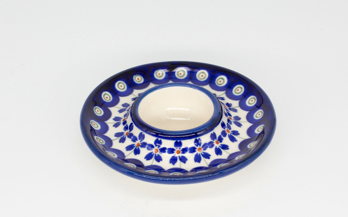 Suport pentru ou cu farfurie Floral Peacock, ceramica smaltuita, pictat manual, 11,2 cm [4]