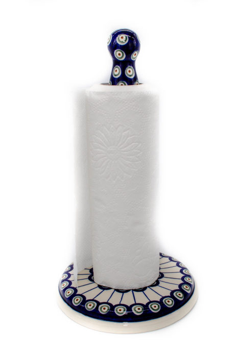 Suport pentru rola de hartie, Peacock Eyes, ceramica smaltuita, pictat manual, 33 cm [2]