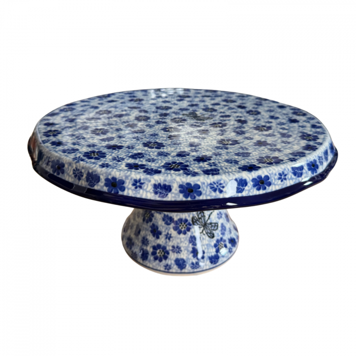 Suport tort cu picior, Butterfly Dance, ceramica pictata manual 14,0 X 29, 0 cm [3]