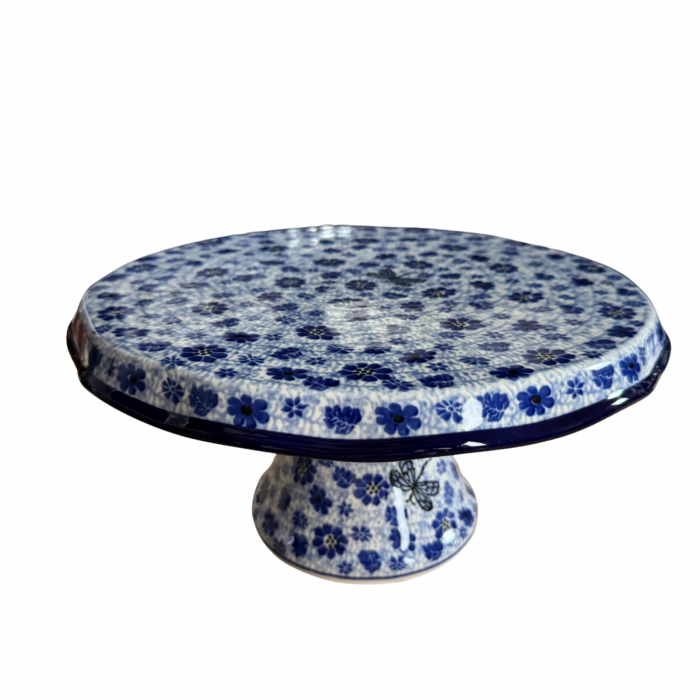 Suport tort cu picior, Butterfly Dance, ceramica pictata manual 14,0 X 29, 0 cm [6]