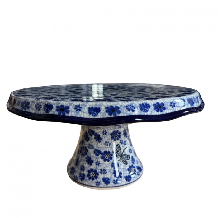 Suport tort cu picior, Butterfly Dance, ceramica pictata manual 14,0 X 29, 0 cm [5]