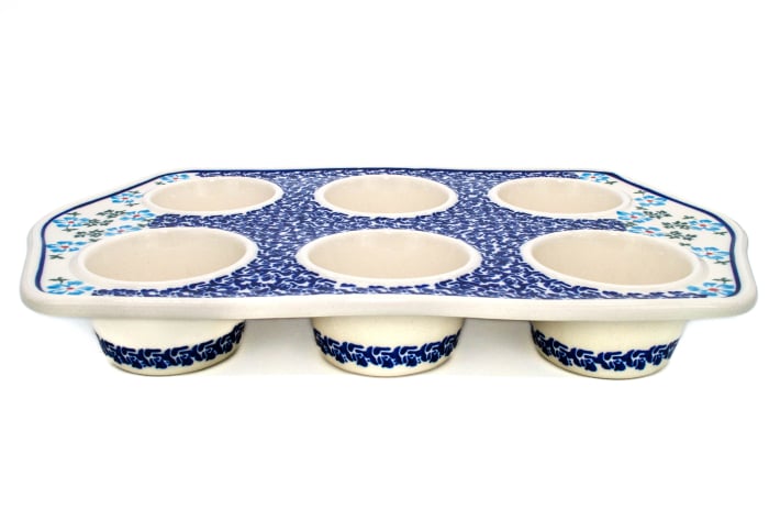 Tava briose ceramica smaltuita Forget-me-nots, pictata manual, 22,2 x 37,8 cm [6]