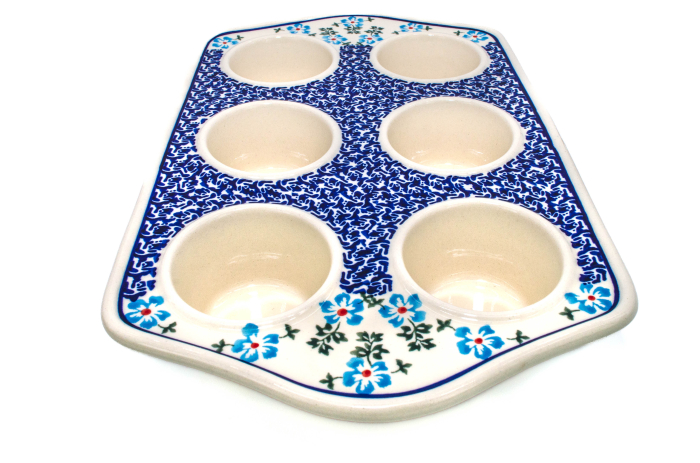 Tava briose ceramica smaltuita Forget-me-nots, pictata manual, 22,2 x 37,8 cm [8]