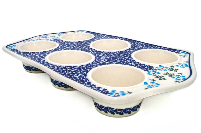 Tava briose ceramica smaltuita Forget-me-nots, pictata manual, 22,2 x 37,8 cm [5]