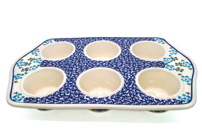 Tava briose ceramica smaltuita Forget-me-nots, pictata manual, 22,2 x 37,8 cm [7]