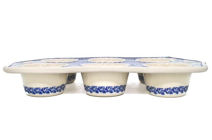 Tava briose ceramica smaltuita Forget-me-nots, pictata manual, 22,2 x 37,8 cm [2]