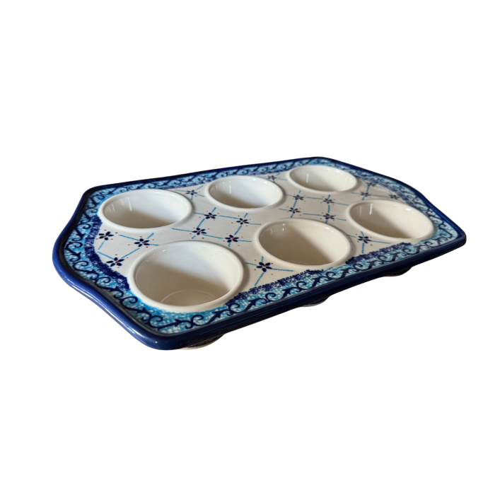 Tava briose, Little Blue Flowers, ceramica smaltuita, pictata manual, 22,2 x 37,8 cm [8]