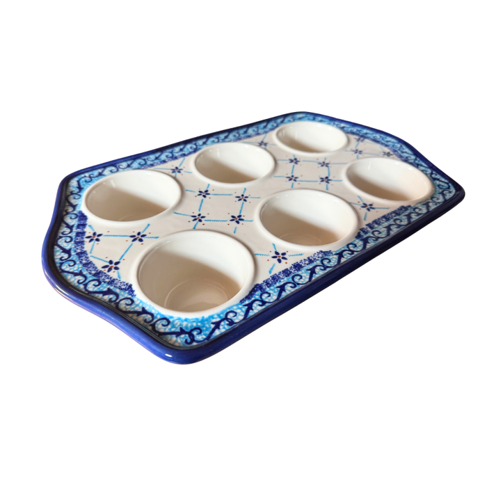 Tava briose, Little Blue Flowers, ceramica smaltuita, pictata manual, 22,2 x 37,8 cm [5]