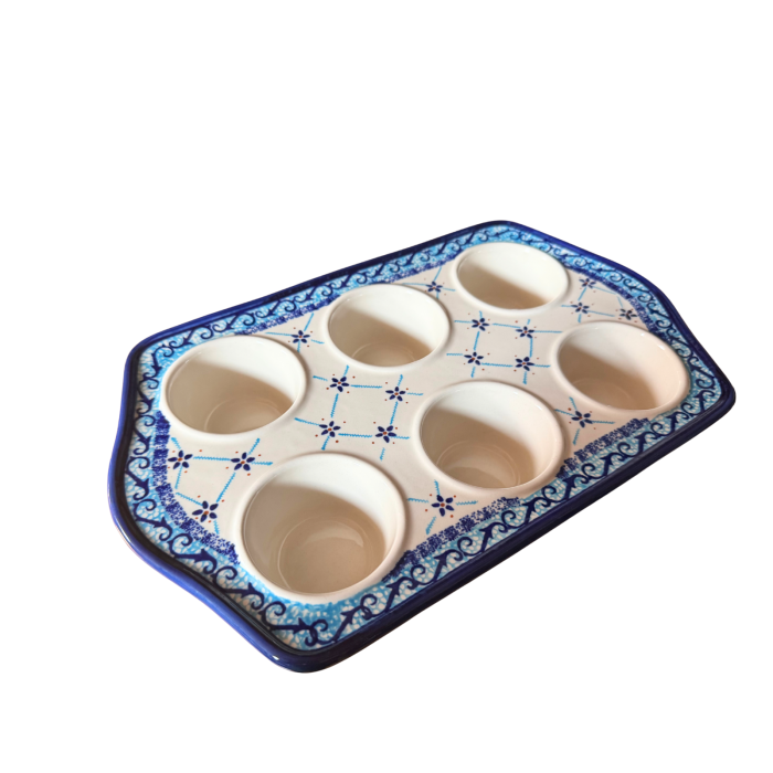 Tava briose, Little Blue Flowers, ceramica smaltuita, pictata manual, 22,2 x 37,8 cm [7]