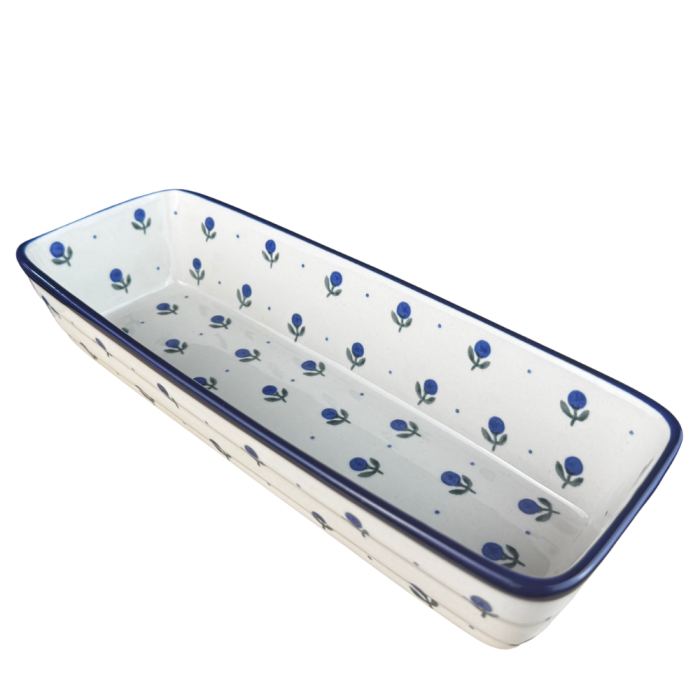 Tava chec Blue Spring, ceramica smaltuita, pictata manual, 31,0 X 12,0 cm [3]