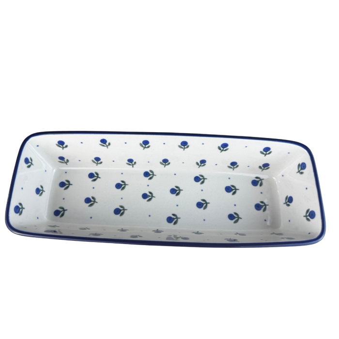 Tava chec Blue Spring, ceramica smaltuita, pictata manual, 31,0 X 12,0 cm [5]