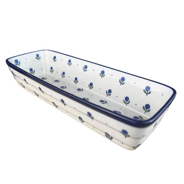 Tava chec Blue Spring, ceramica smaltuita, pictata manual, 31,0 X 12,0 cm [2]