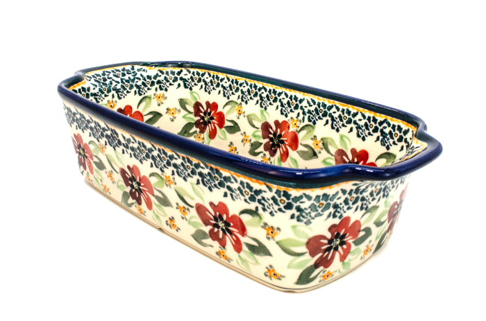 Tava chec, Red Flowers ceramica smaltuita, pictata manual, 26,5 x 12,5 cm, volum 1,0 L [5]