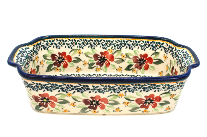 Tava chec, Red Flowers ceramica smaltuita, pictata manual, 26,5 x 12,5 cm, volum 1,0 L [2]