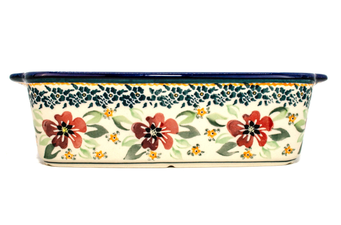 Tava chec, Red Flowers ceramica smaltuita, pictata manual, 26,5 x 12,5 cm, volum 1,0 L [3]