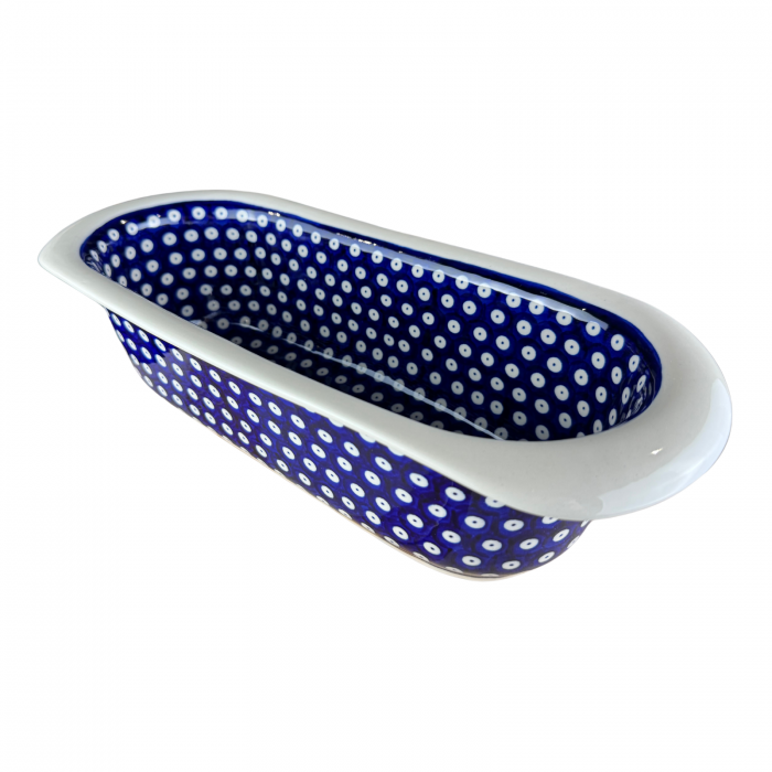 Tava cozonac Blue Eyes , ceramica smaltuita, pictata manual, 39,0 x 17,5 cm [2]