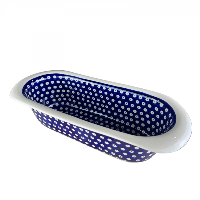 Tava cozonac Blue Eyes , ceramica smaltuita, pictata manual, 39,0 x 17,5 cm [5]