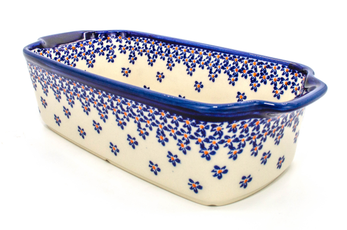 Tava cozonac Blue Field, ceramica smaltuita, pictata manual, 26,5 x 12,5 cm, volum 1,0 L [4]
