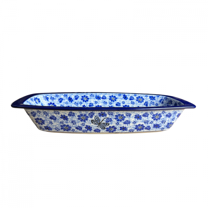 Tava cozonac Butterfly Dance, ceramica smaltuita, pictata manual, 36,0 x 18,0 cm [4]