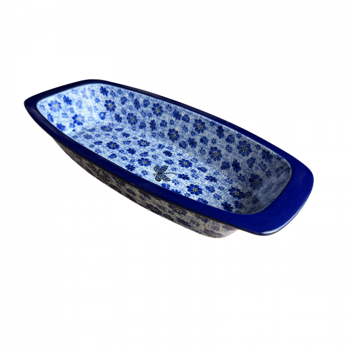 Tava cozonac Butterfly Dance, ceramica smaltuita, pictata manual, 36,0 x 18,0 cm [2]